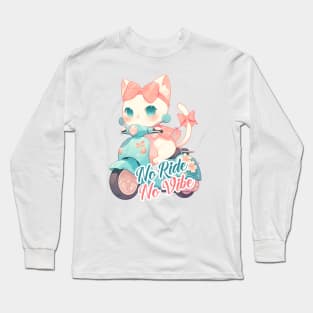 Kawaii cat riding scooter Long Sleeve T-Shirt